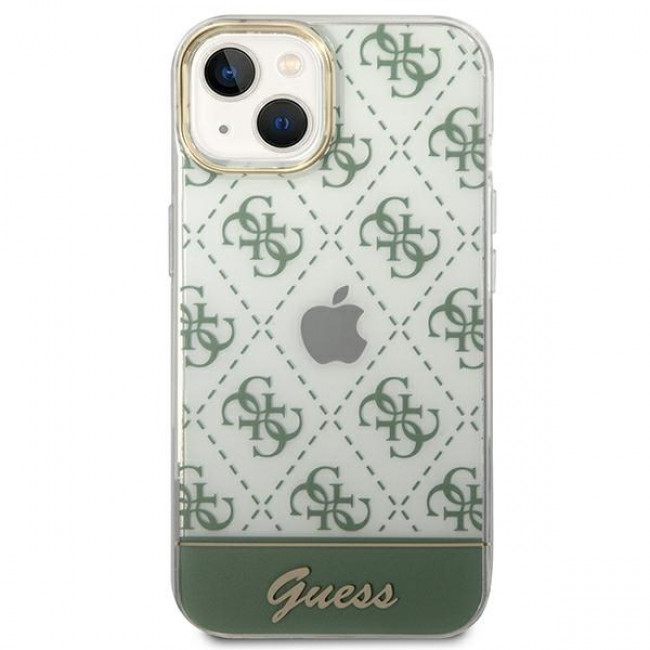 Guess iPhone 14 4G Pattern Script Σκληρή Θήκη με Πλαίσιο Σιλικόνης - Khaki - GUHCP14SHG4MHA