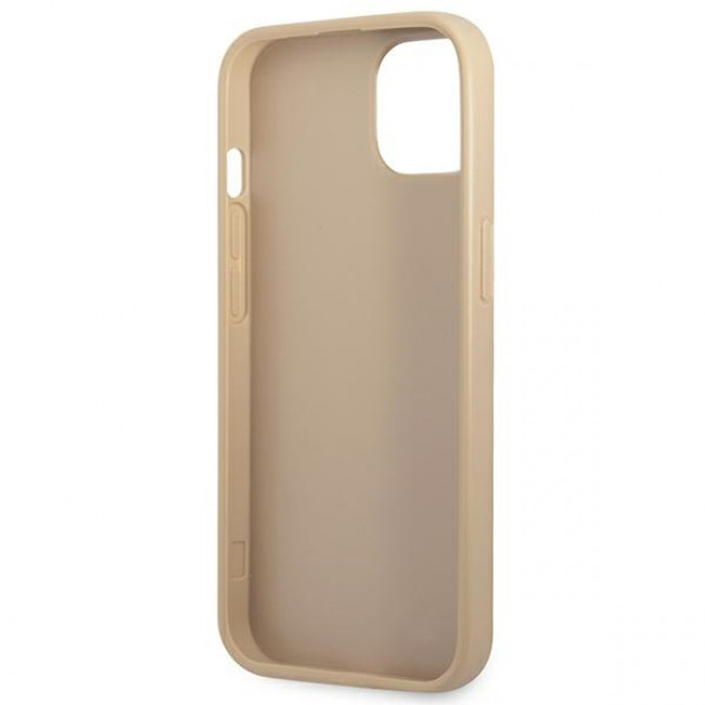 Guess iPhone 14 Saffiano Σκληρή Θήκη με Πλαίσιο Σιλικόνης - Beige - GUHCP14SPSATLE