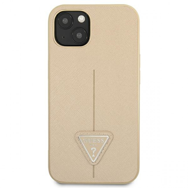 Guess iPhone 14 Saffiano Σκληρή Θήκη με Πλαίσιο Σιλικόνης - Beige - GUHCP14SPSATLE