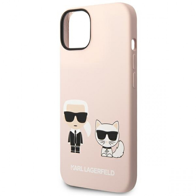 Karl Lagerfeld iPhone 14 Plus Silicone Karl and Choupette Θήκη Σιλικόνης - Light Pink - KLHMP14MSSKCI