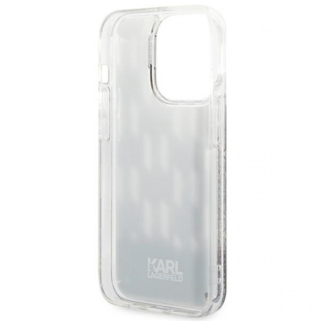 Karl Lagerfeld iPhone 14 Pro Max - Liquid Glitter Monogram Σκληρή Θήκη με Πλαίσιο Σιλικόνης - Black - KLHCP14XLMNMK