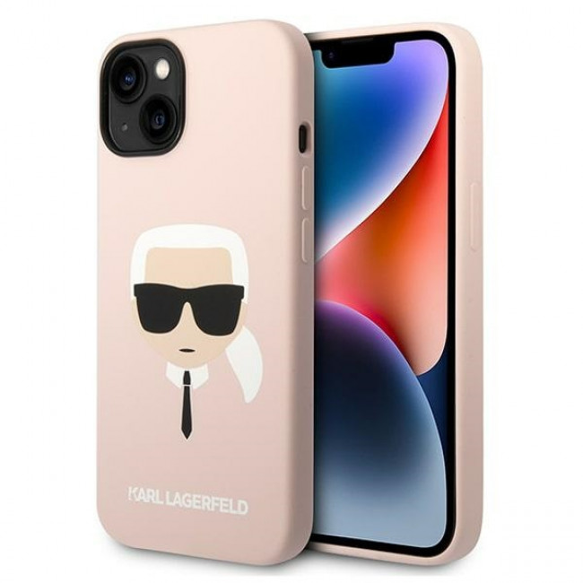 Karl Lagerfeld iPhone 14 Silicone Karl's Head Θήκη Σιλικόνης - Pink - KLHCP14SSLKHLP