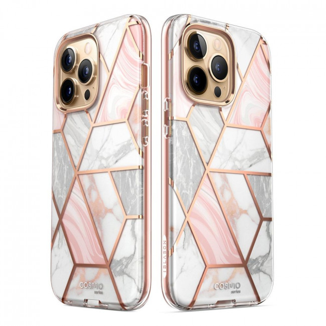 i-Blason iPhone 14 Pro Cosmo Σκληρή Θήκη με Πλαίσιο Σιλικόνης και Προστασία Οθόνης - Marble