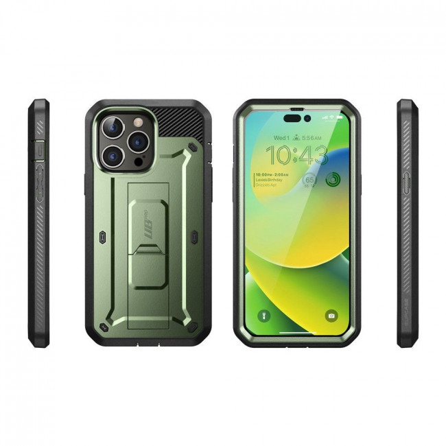 Supcase iPhone 14 Pro Unicorn Beetle Pro Σκληρή Θήκη με Προστασία Οθόνης και Stand - Green