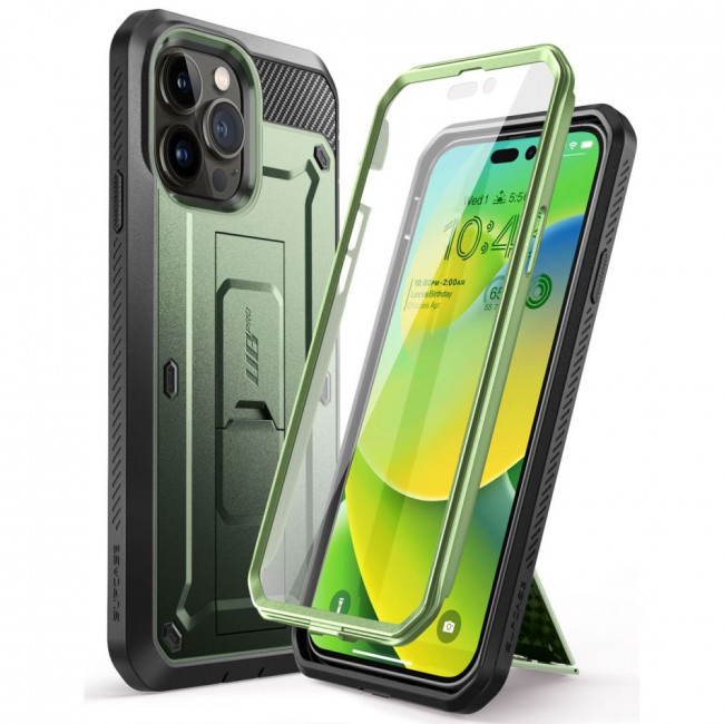 Supcase iPhone 14 Pro Unicorn Beetle Pro Σκληρή Θήκη με Προστασία Οθόνης και Stand - Green