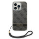 Guess iPhone 14 Pro 4G Print Strap Σκληρή Θήκη με Πλαίσιο Σιλικόνης και Λουράκι - Black - GUOHCP14LH4STK