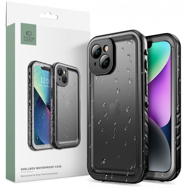 Tech-Protect iPhone 14 Shellbox IP68 Αδιάβροχη Σκληρή Θήκη - Black / Ημιδιάφανη