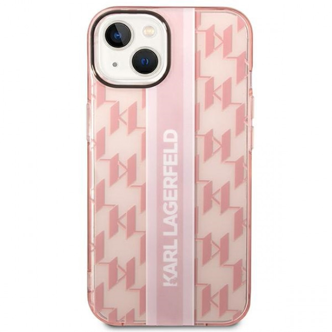 Karl Lagerfeld iPhone 14 - Mono Vertical Stripe Σκληρή Θήκη με Πλαίσιο Σιλικόνης - Pink - KLHCP14SHKLSPCP