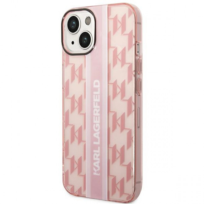 Karl Lagerfeld iPhone 14 - Mono Vertical Stripe Σκληρή Θήκη με Πλαίσιο Σιλικόνης - Pink - KLHCP14SHKLSPCP