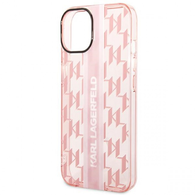 Karl Lagerfeld iPhone 14 - Mono Vertical Stripe Σκληρή Θήκη με Πλαίσιο Σιλικόνης - Pink - KLHCP14SHKLSPCP