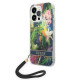 Guess iPhone 14 Pro Flower Strap Σκληρή Θήκη με Πλαίσιο Σιλικόνης και Λουράκι - Blue - GUOHCP14LHFLSB