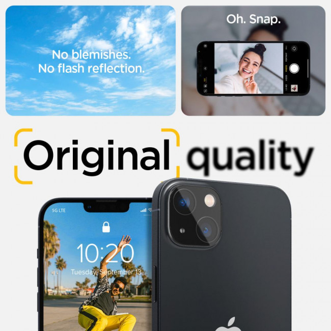 Spigen iPhone 14 / 14 Plus Aparatu Optik.TR Αντιχαρακτικό Γυαλί για την Κάμερα - 2 Τεμάχια - Black