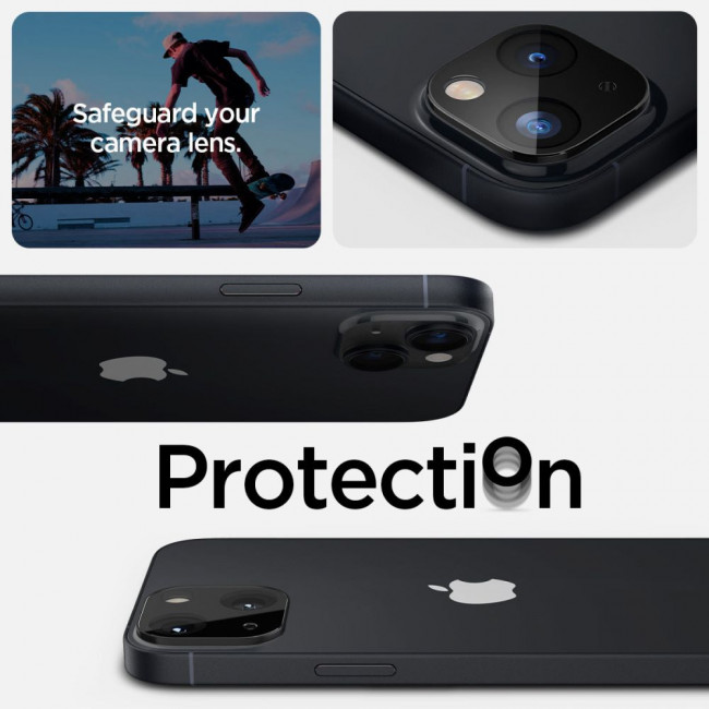 Spigen iPhone 14 / 14 Plus Aparatu Optik.TR Αντιχαρακτικό Γυαλί για την Κάμερα - 2 Τεμάχια - Black