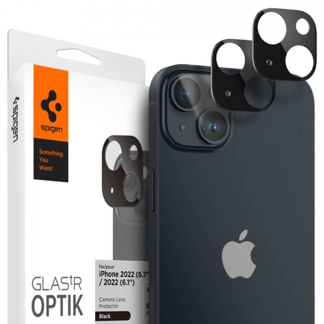 Spigen iPhone 14 / 14 Plus Aparatu Optik.TR Αντιχαρακτικό Γυαλί για την Κάμερα - 2 Τεμάχια - Black