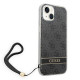 Guess iPhone 14 Plus 4G Print Strap Σκληρή Θήκη με Πλαίσιο Σιλικόνης και Λουράκι - Black - GUOHCP14MH4STK