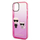 Karl Lagerfeld iPhone 14 Plus - Gradient Ikonik Karl and Choupette Σκληρή Θήκη με Πλαίσιο Σιλικόνης - Pink - KLHCP14MTGKCP