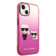 Karl Lagerfeld iPhone 14 Plus - Gradient Ikonik Karl and Choupette Σκληρή Θήκη με Πλαίσιο Σιλικόνης - Pink - KLHCP14MTGKCP