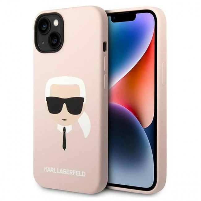 Karl Lagerfeld iPhone 14 Plus Silicone Karl's Head Θήκη Σιλικόνης - Pink - KLHCP14MSLKHLP