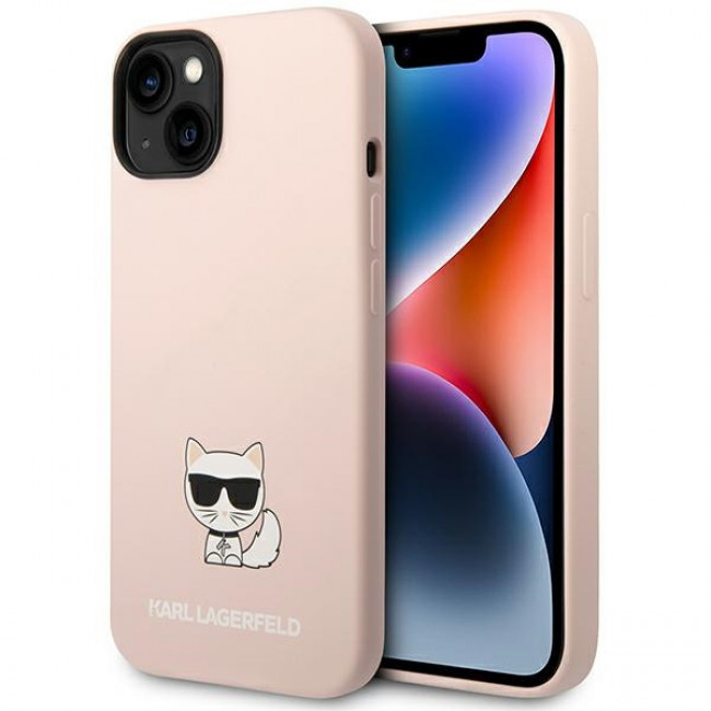 Karl Lagerfeld iPhone 14 Plus Silicone Choupette Body Θήκη Σιλικόνης - Light Pink - KLHCP14MSLCTPI