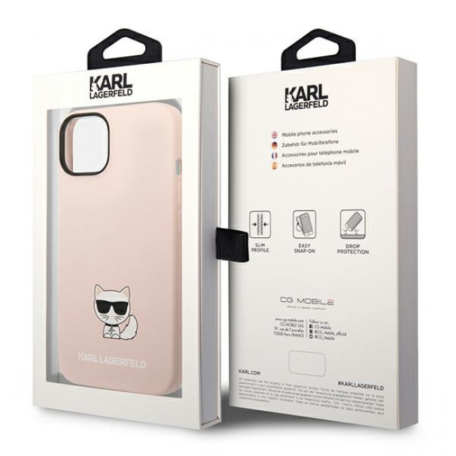 Karl Lagerfeld iPhone 14 Plus Silicone Choupette Body Θήκη Σιλικόνης - Light Pink - KLHCP14MSLCTPI