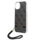 Guess iPhone 14 4G Print Strap Σκληρή Θήκη με Πλαίσιο Σιλικόνης και Λουράκι - Black - GUOHCP14SH4STK