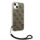 Guess iPhone 14 4G Print Strap Σκληρή Θήκη με Πλαίσιο Σιλικόνης και Λουράκι - Brown - GUOHCP14SH4STW