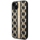 Karl Lagerfeld iPhone 14 Plus - Monogram Stripe Σκληρή Θήκη με Επένδυση Συνθετικού Δέρματος και Πλαίσιο Σιλικόνης - Brown - KLHCP14MPGKLSKW