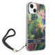 Guess iPhone 14 Flower Strap Σκληρή Θήκη με Πλαίσιο Σιλικόνης και Λουράκι - Blue - GUOHCP14SHFLSB