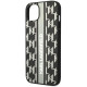 Karl Lagerfeld iPhone 14 Plus - Monogram Stripe Σκληρή Θήκη με Επένδυση Συνθετικού Δέρματος και Πλαίσιο Σιλικόνης - Grey - KLHCP14MPGKLSKG