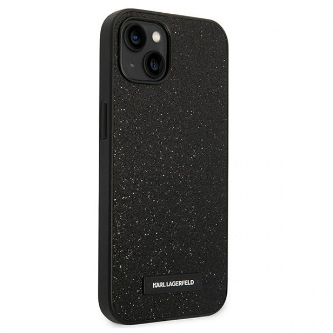 Karl Lagerfeld iPhone 14 Plus - Glitter Plaque Logo Σκληρή Θήκη με Πλαίσιο Σιλικόνης - Black - KLHCP14MG2ELK