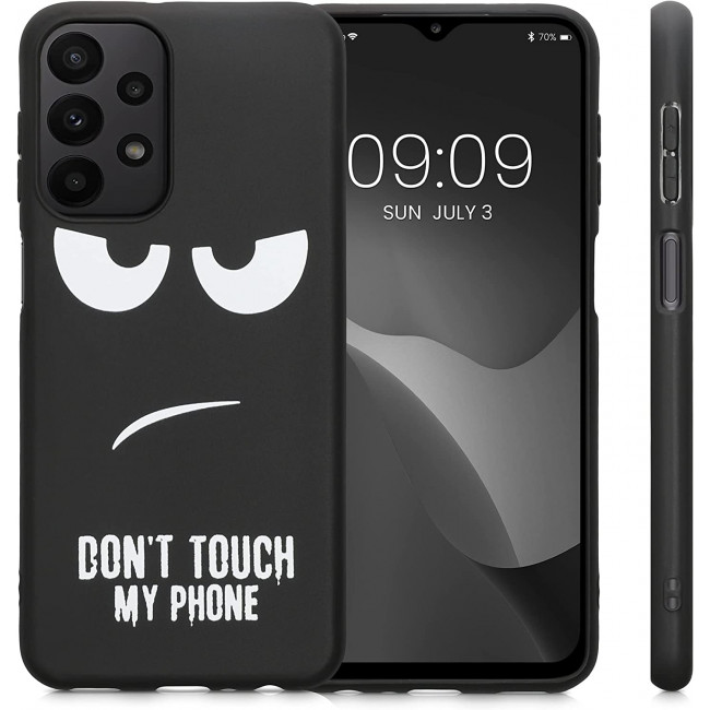 KW Samsung Galaxy A23 5G Θήκη Σιλικόνης Design Don't Touch My Phone - Black / White - 58242.01