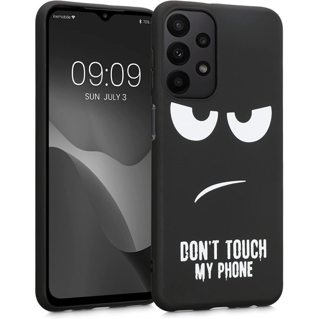 KW Samsung Galaxy A23 5G Θήκη Σιλικόνης Design Don't Touch My Phone - Black / White - 58242.01