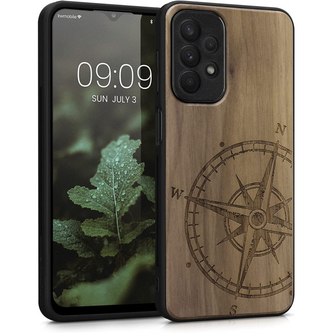 KW Samsung Galaxy A23 5G Θήκη από Φυσικό Ξύλο - Design Compass Vintage - Dark Brown - 58314.02