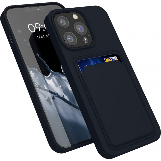 KW iPhone 13 Pro Θήκη Σιλικόνης TPU με Υποδοχή για Κάρτα - Dark Blue - 55969.17