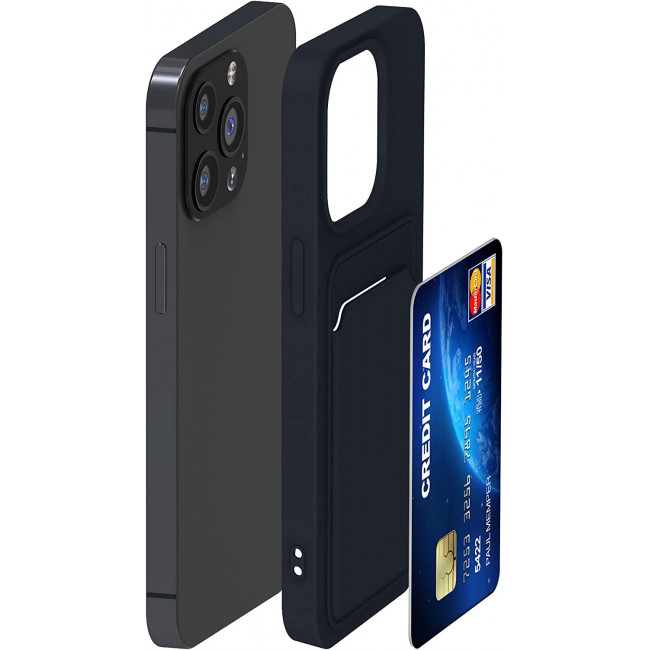 KW iPhone 13 Pro Θήκη Σιλικόνης TPU με Υποδοχή για Κάρτα - Dark Blue - 55969.17