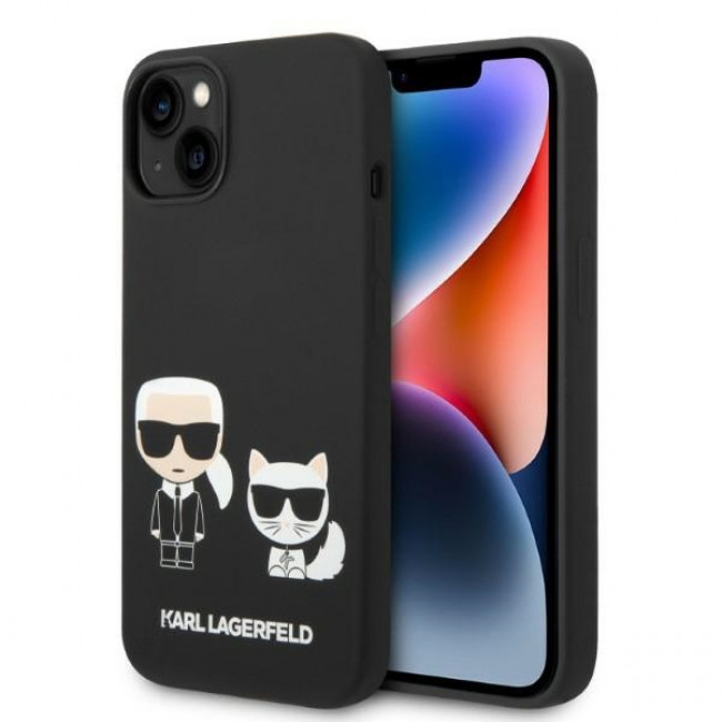 Karl Lagerfeld iPhone 14 Liquid Silicone Karl and Choupette Θήκη Σιλικόνης με MagSafe - Black - KLHMP14SSSKCK