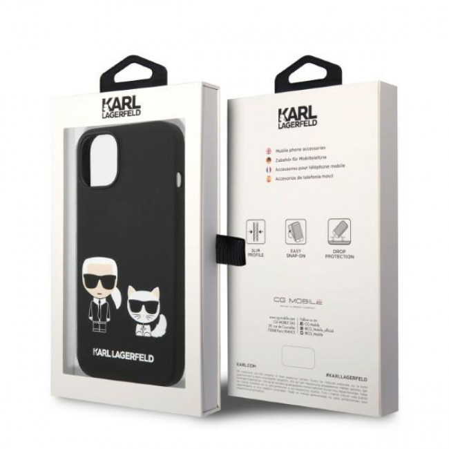 Karl Lagerfeld iPhone 14 Plus Liquid Silicone Karl and Choupette Θήκη Σιλικόνης με MagSafe - Black - KLHMP14MSSKCK