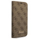 Guess iPhone 14 Pro 4G Vintage Gold Logo Θήκη Βιβλίο από Συνθετικό Δέρμα - Brown - GUBKP14LHG4SHW