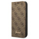 Guess iPhone 14 Pro 4G Vintage Gold Logo Θήκη Βιβλίο από Συνθετικό Δέρμα - Brown - GUBKP14LHG4SHW