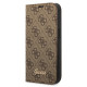 Guess iPhone 14 Plus 4G Vintage Gold Logo Θήκη Βιβλίο από Συνθετικό Δέρμα - Brown - GUBKP14MHG4SHW