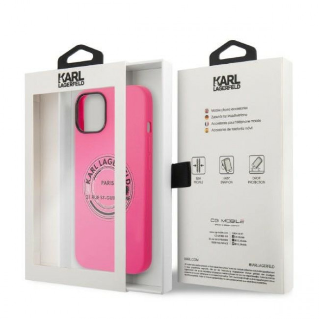 Karl Lagerfeld iPhone 14 Silicone RSG Θήκη Σιλικόνης - Pink - KLHCP14SSRSGRCF