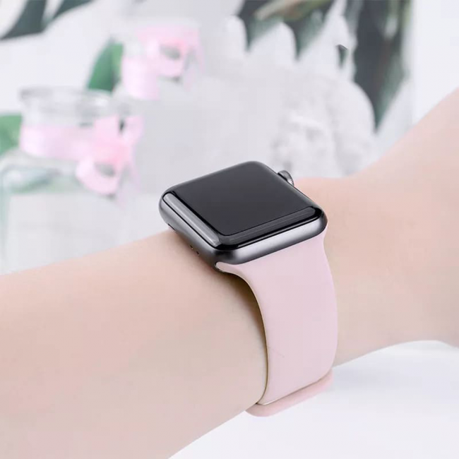 Techsuit W031 Λουράκι Apple Watch 4 / 5 / 6 / 7 / 8 / 9 / 10 / SE / ULTRA 1 / ULTRA 2 - 44 / 45 / 46 / 49 mm Watchband Λαστιχένιο - Light Pink