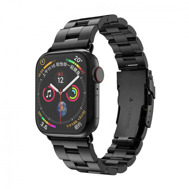 Techsuit Λουράκι Apple Watch 2 / 3 / 4 / 5 / 6 / 7 / 8 / 9 / 10 / SE - 38 / 40 / 41 / 42 mm Watchband W036 Μπρασελέ από Ανοξείδωτο Ατσάλι - Black