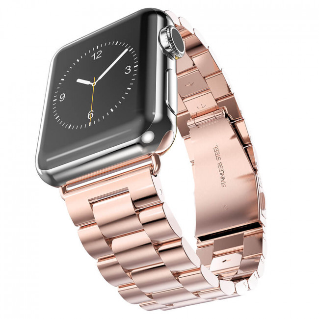 Techsuit Λουράκι Apple Watch 2 / 3 / 4 / 5 / 6 / 7 / 8 / 9 / SE / SE 2 / ULTRA / ULTRA 2 - 42 / 44 / 45 / 49 mm Watchband W036 Μπρασελέ από Ανοξείδωτο Ατσάλι - Pink