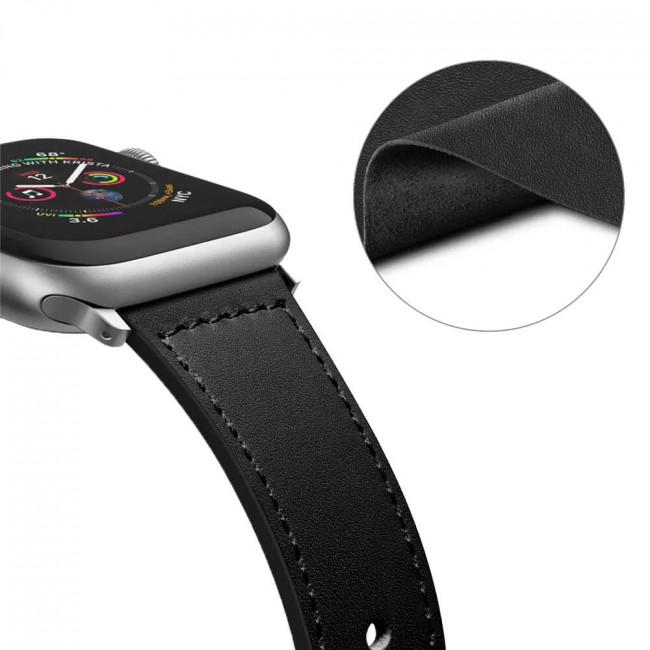 Techsuit Λουράκι Apple Watch 2 / 3 / 4 / 5 / 6 / 7 / 8 / 9 / 10 / SE - 38 / 40 / 41 / 42 mm Watchband W033 από Συνθετικό Δε΄ρμα - 32 x 20 x 180mm - Black