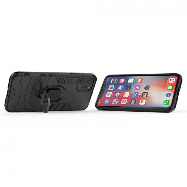 Techsuit iPhone 13 Pro Silicone Shield Σκληρή Θήκη με Δαχτυλίδι Συγκράτησης - Black