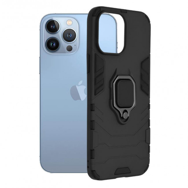 Techsuit iPhone 13 Pro Max Silicone Shield Σκληρή Θήκη με Δαχτυλίδι Συγκράτησης - Black