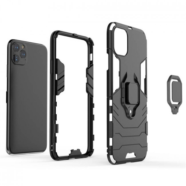 Techsuit iPhone 13 Pro Max Silicone Shield Σκληρή Θήκη με Δαχτυλίδι Συγκράτησης - Black