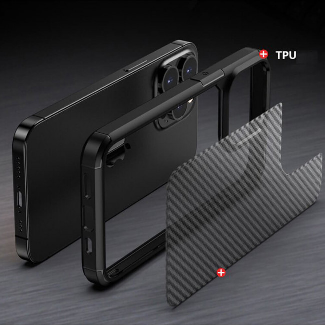 Techsuit iPhone 14 Pro Max Carbon Fuse Σκληρή Θήκη με Πλαίσιο Σιλικόνης - Black