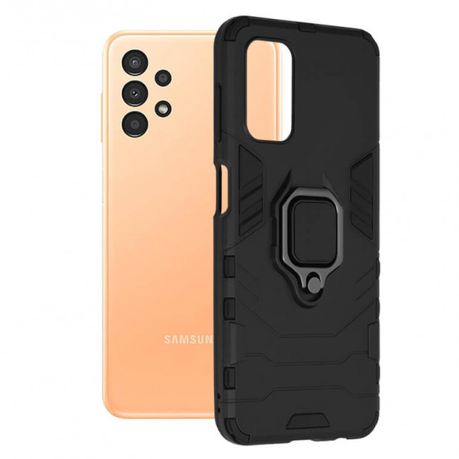 Techsuit Samsung Galaxy A13 4G Silicone Shield Σκληρή Θήκη με Δαχτυλίδι Συγκράτησης - Black